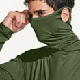 thumbnail image 7 of Ecqkame Men's Sun Protection Hoodie Tops Long Sleeve Fishing Shirt with Hood Mask Lightweight Athletic Running Outdoor Tops 01-Army Green S, 7 of 7