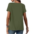 thumbnail image 6 of Womens Cotton Linen Summer Tops, Short Sleeve Shirts for Women Casual Lightweight Loose Fit Crewneck T-Shirts with Buttons, 6 of 6