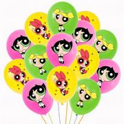 The Powerpuff Girls Latex Balloons Happy Birthday Banner Decoration Party Supplies Cake Topper Kawaii Anime Ballon Kids Toy