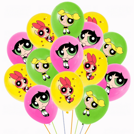 The Powerpuff Girls Latex Balloons Happy Birthday Banner Decoration Party Supplies Cake Topper Kawaii Anime Ballon Kids Toy
