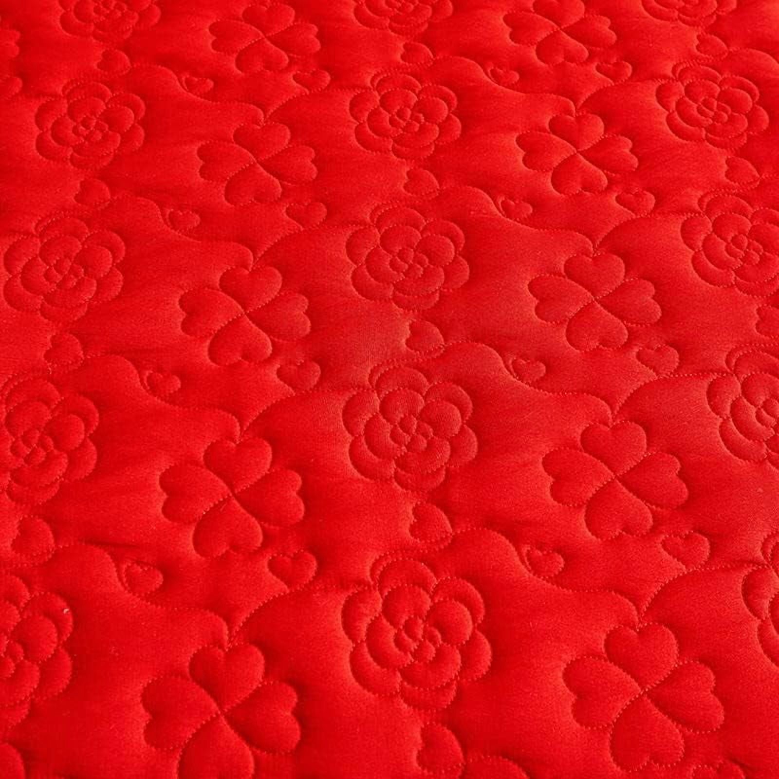 Flower Pattern Quilted Brocade Cotton Bedspread with Lace Ruffled Bed Skirt, Queen Size, Light Turquoise