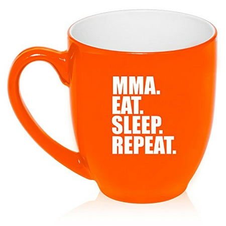 16 oz Large Bistro Mug Ceramic Coffee Tea Glass Cup MMA Eat Sleep Repeat