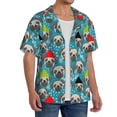 thumbnail image 2 of Balery Christmas Hat Cute French Bulldog Men's Casual Button Down Shirt Short Sleeve Textured Summer Cuban Beach Shirts-4X-Large, 2 of 7