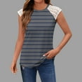 thumbnail image 2 of fatyb Débardeurs Rayés Femmes Dentelle Sans Manches T-Shirts Col Rond Tunique Décontractée Blouses d'Été Amples, 2 of 5