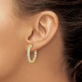 thumbnail image 3 of Sterling Shimmer Sterling Silver Gold-tone Flash Gold-plated 3mm CZ 30 Stone In and Out Hinged Hoop Earrings, 3 of 4