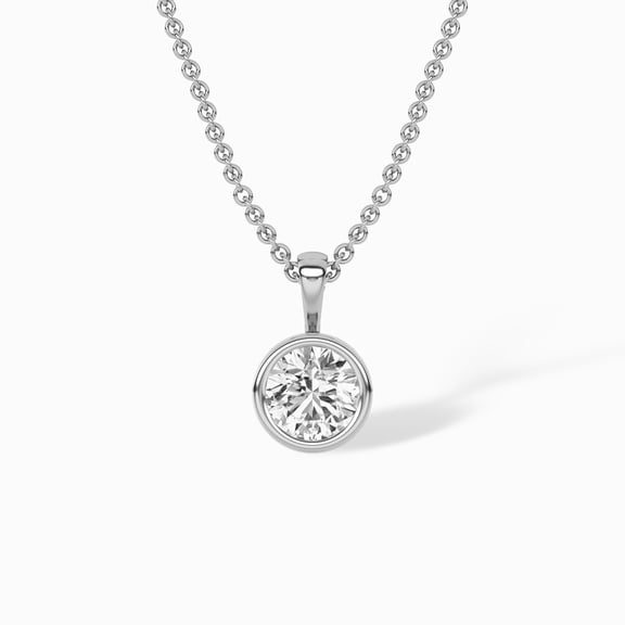 DewberryDiamonds 3/4 Carat Round IGI Certified Lab Grown Diamond Solitaire Pendant with 18 Inch Cable Chain Necklace for Women Bezel Set 14K White Gold