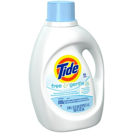 Tide Free and Gentle Liquid Laundry Detergent, 64 Loads, 100 Fl Oz
