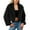 Black, variant on Faux Fur Jacket for Women Long Sleeve Coat Lapel Cropped Tops Fluffy Fashion Clothing Vacation Short Coats Shaggy Parka Garments Sexy Comfy Outwear Trendy Overcoat
