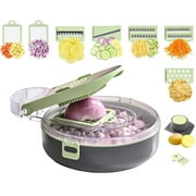 13 in 1 Professional Mandoline Slicer for Kitchen, Multifunctional Food Chopper Cutter for Onion, Potato, Tomato, Veggie with 8 blades