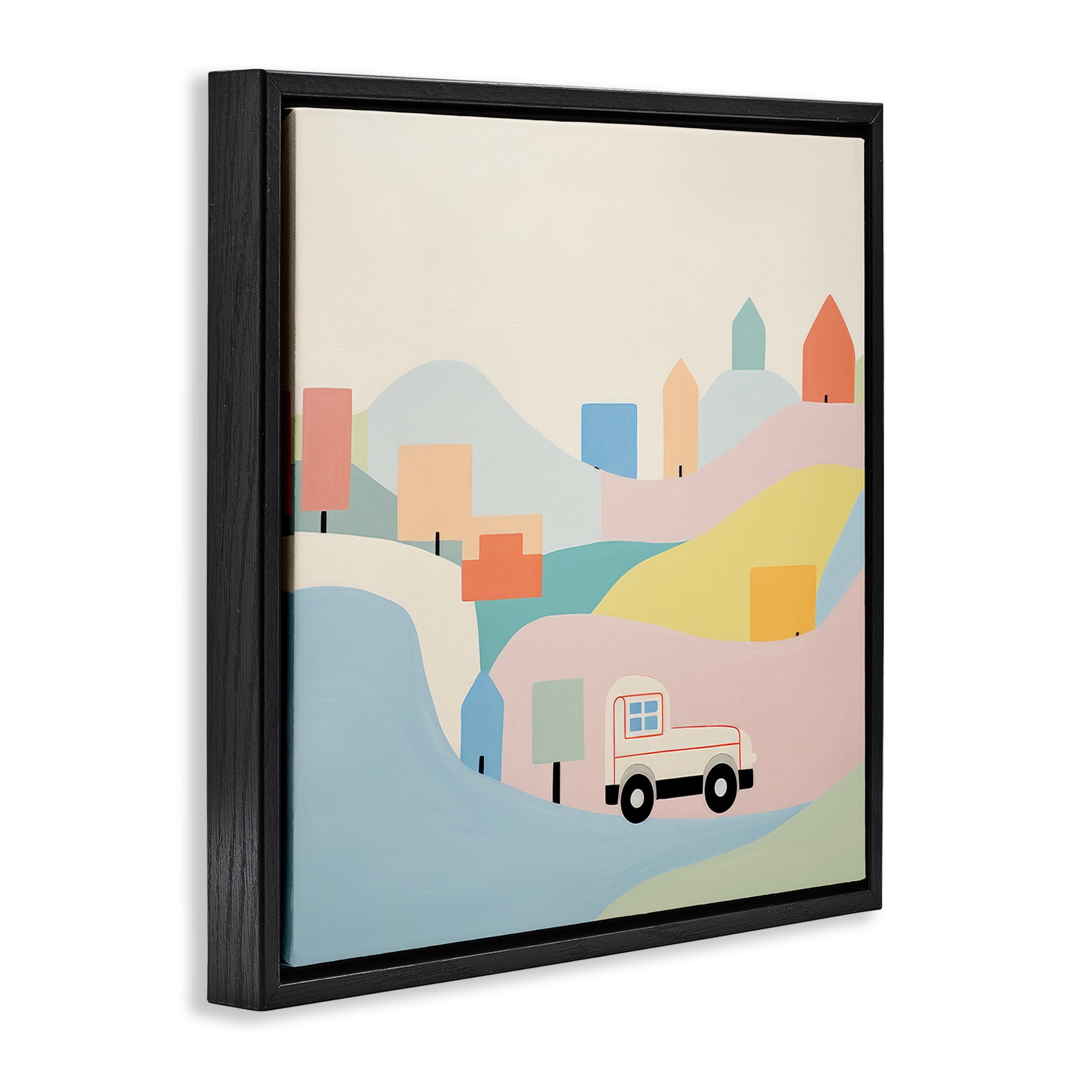 Stupell Industries Pastel Imaginative Scene Landscape Painting Black Floater Framed Art Print Wall Art, 18 x 18