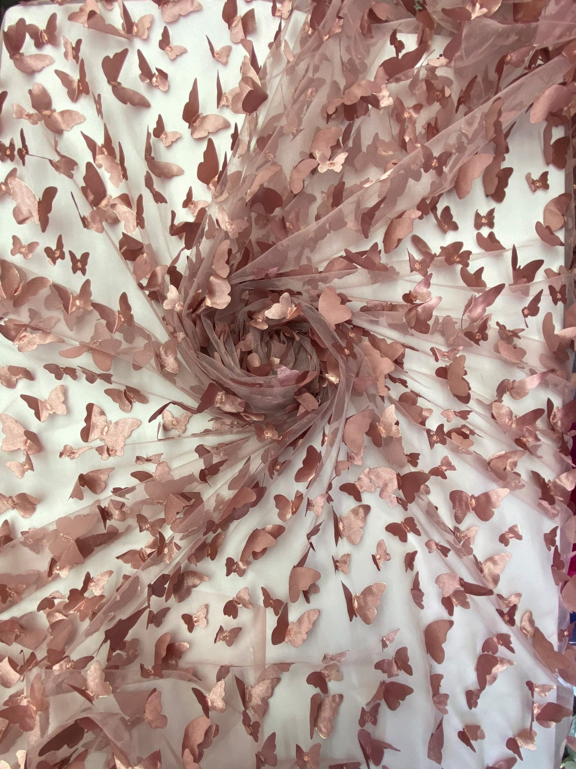 3D Butterfly Lace on 2Way Stretch Mesh, Sells by the Yard from Sal Tex