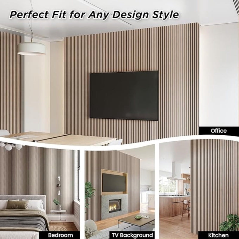 Easy4Home 94.5" x 23.62" Acoustic Wood Slat Wall Panels Soundproof Wooden Wall Panels 1 Pack, Walnut