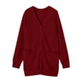 thumbnail image 6 of Erwazi Womens Solid Waffle Knit Cardigan Long Sleeve Thigh Length Lightweight Spring Summer Top with Pockets, 6 of 6