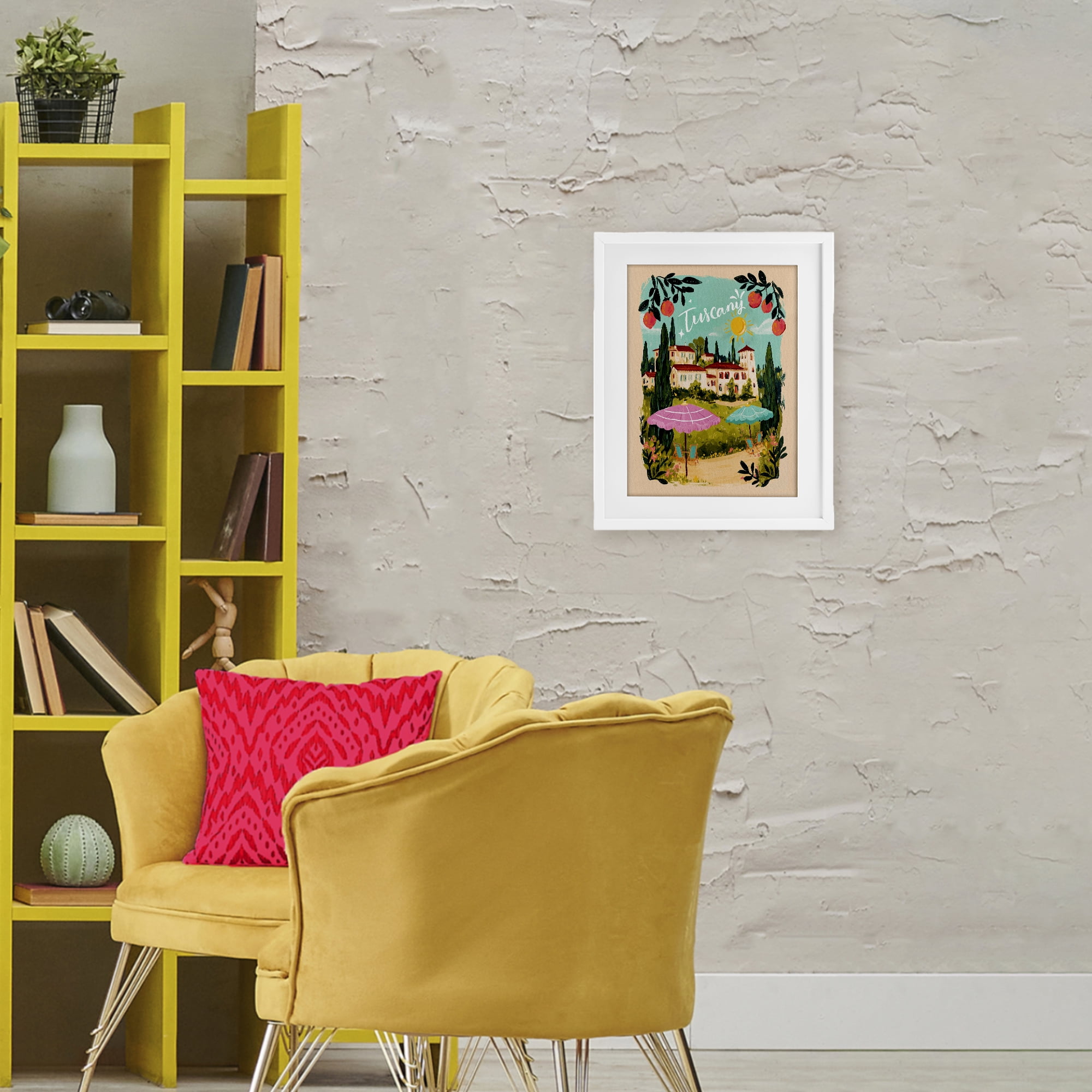 Fruit Bordered Tuscany White Framed Print Under Glass, design by Yen