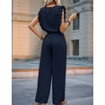 thumbnail image 5 of Jumpsuits for Women 2025 Summer Ruffle Sleeves Square Neck Rompers Drawstring Overalls with Pockets Dark Blue S, 5 of 9