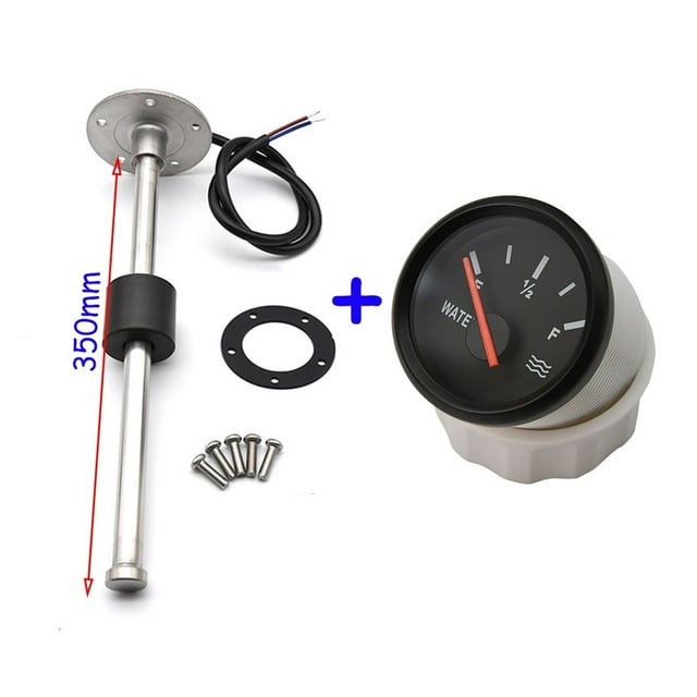 52MM Gauge Water Level Gauge Red Light 0-190Ohm Water Tank Level Indicator Meter With Fuel Water Level Sensor 150MM 200MM 250MM ,Suits Most Tanks
