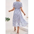thumbnail image 3 of Vestido PRETTYGARDEN cruzado con escote en V, estampado floral bohemio con cinturón, talla pequeña, 3 of 7