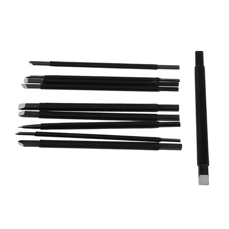 10pcs Tungsten Steel Gravers Chisel Stone Seal Wood Carving Engraving Tools