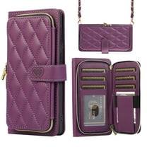Dteck for Samsung Galaxy S24 Plus Case Wallet Multi Zipper Purse with Card Holder Slots, Samsung S24 Plus 5G /S24  Flip Folio Case with Crossbody Wrist Strap for Women,Deep Purple