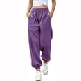 thumbnail image 2 of HKYNLAG Baggy Sweatpants for Women Drawstring Cinch Bottom Sweatpant High Waist Loose Fit Workout Running Athletic Jogger Pants Lounge Trousers with Pockets Purple XL, 2 of 5
