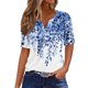 thumbnail image 2 of TaTaai Womens Casual Loose Fit Random Print V Neck Tops Button Decor Short Sleeve T Shirts Soft Lightweight Comfy Fashion Daily Wear Blouses for Women Gift, 2 of 7