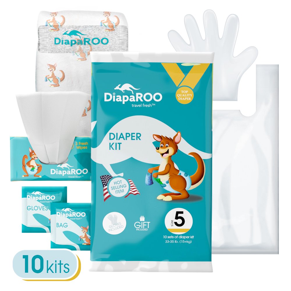 DiapaROO Diaper Changing Kit 10Piece Diaper Set for Baby, Newborn, and