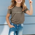 thumbnail image 2 of MIXUE Toddler Girls Tops & T-Shirts Summer Letter Print Crew Neck Short Sleeve Loose Casual Tee Shirts Streetwear,Bronze,4-5 Years, 2 of 4