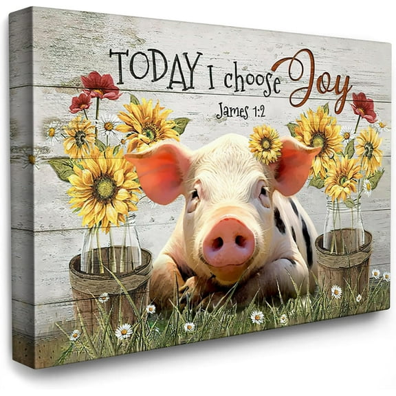 Aaheei Farmhouse Pig Canvas Wall Art Cute Pig Sunflower Painting Country Wall Decor Rustic Posters Home for Living Room Bedroom Bathroom Decoration 8 x 10 in