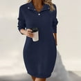 thumbnail image 4 of Diufon Womens Fall Dresses Lapel Button Long Sleeve Dress Casual Solid Color Mini Dress, 4 of 6