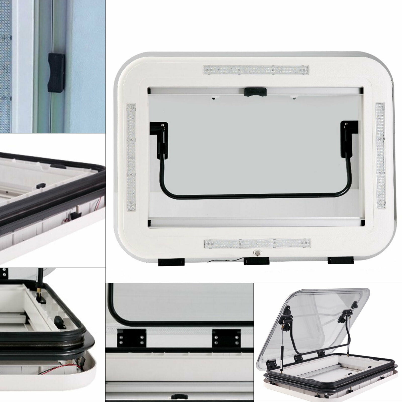 Caravan RV Skylight Roof Vent Hatch 700 x 500 Anti-UV Cover W/ LED Light