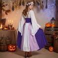 thumbnail image 5 of Victorian Dress, Renaissance Dress Women, Womens Renaissance Costume, Renaissance Costume, Women's Renaissance Medieval Costumes Dress Trumpet Sleeves Gothic Retro Gown, Purple XXL, 5 of 6