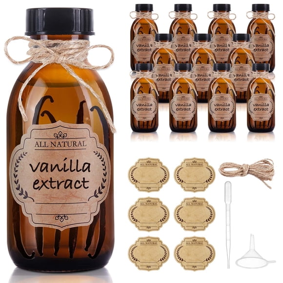 Botella de vidrio Elumeiro Amber Boston de 120 ml con tapa, paquete de 12