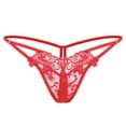 thumbnail image 1 of Gibobby Bragas elásticas para mujer Bragas bordadas huecas para mujer, bragas sexis cintura con Tanga y abertura lateral, bragas elásticas （Rojo，Talla única), 1 of 2