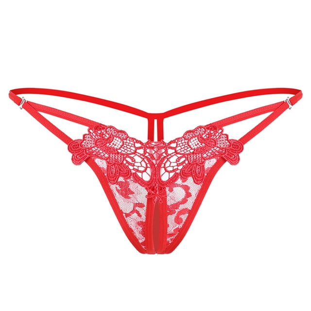 Gibobby Bragas elásticas para mujer Bragas bordadas huecas para mujer, bragas sexis cintura con Tanga y abertura lateral, bragas elásticas (Rojo,Talla única)