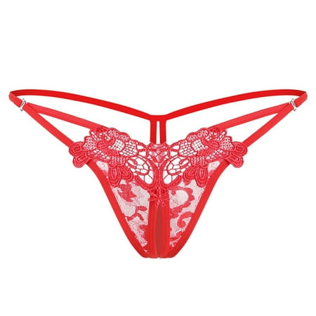 

Besssbest Yoga Pants Women Hollow Embroidered Panties Low Waist Thong Side Open Panties
