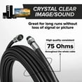 thumbnail image 5 of KLYNE - Black, Booted Rg6 Coaxial Cable, All Weather Proof Coax, 3 Feet (0.9 Meter), 5 of 6