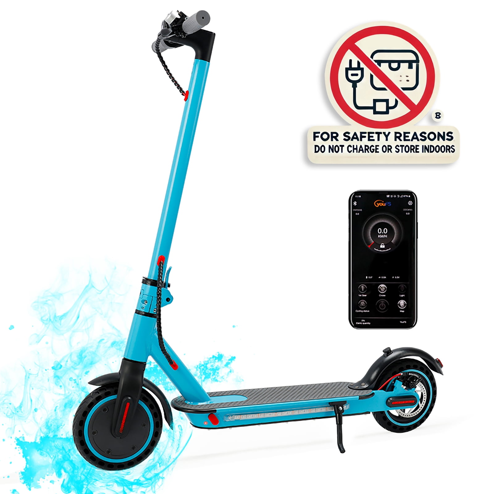 ARTUDATECH Electric Scooter Adults, 350W Motor up to 21 MPH and 25 Miles Long-Range, 8.5" Solid Tires Folding Electric Scooter for Adults and Teens with Deck Lights Dual Braking Safety System Blue