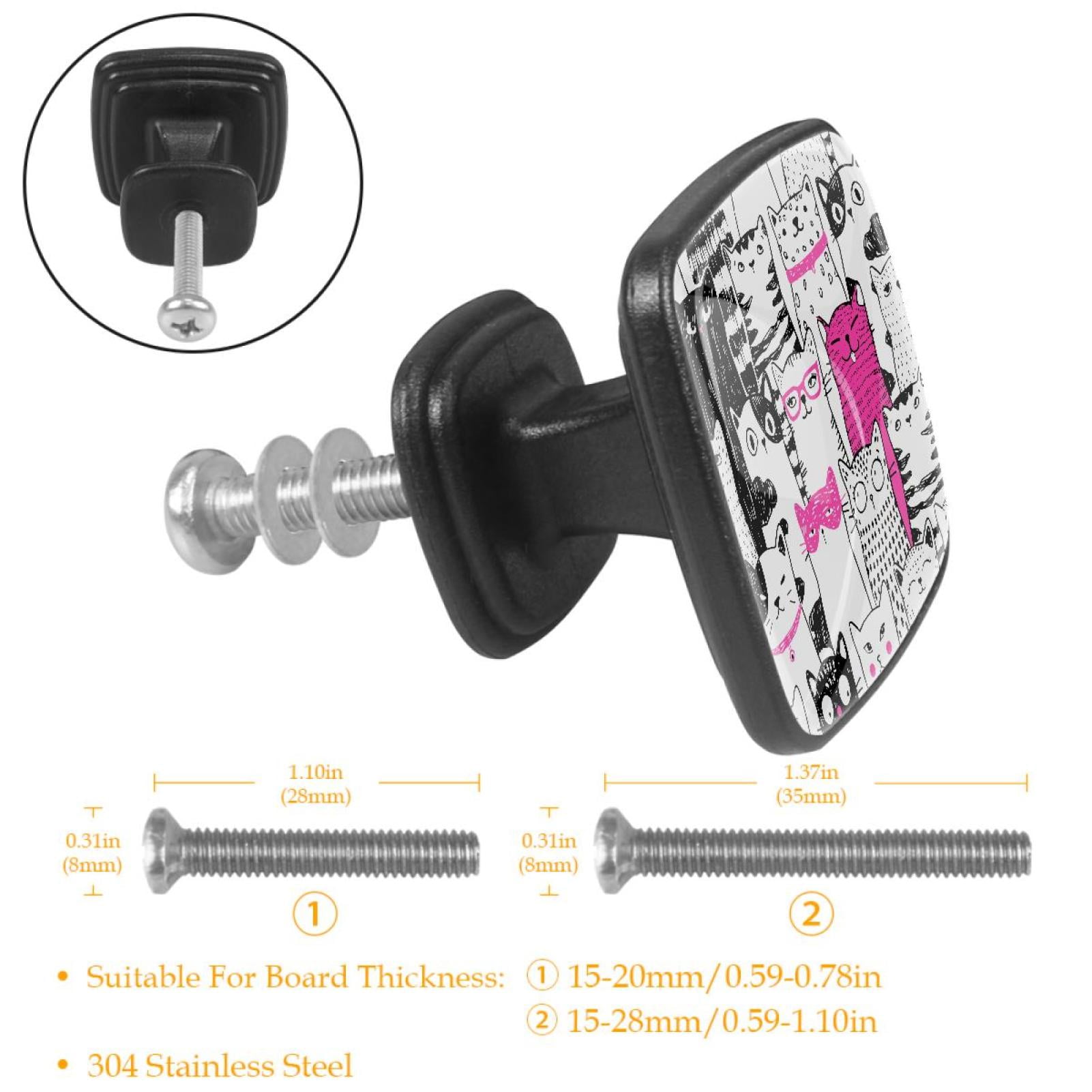 4 Pcs Cabinet Handle Drawer Pulls Cats Funny Kitty Knobs with Screws Square Furniture Office Cabinet Knob Decoration