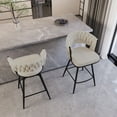 thumbnail image 2 of 26" White Linen Woven Swivel Bar Stool Set of 2 - 360° Rotating Counter Height Chairs with Back &amp; Footrest, Metal Legs for Kitchen Island, Cafe, Bar, 2 of 11