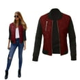 thumbnail image 1 of Women 's Classic Quilted Biker Jacket Lightweight Zip Up Casual Coat Short Bomber Jacket Coat Patchwork Top, 1 of 6