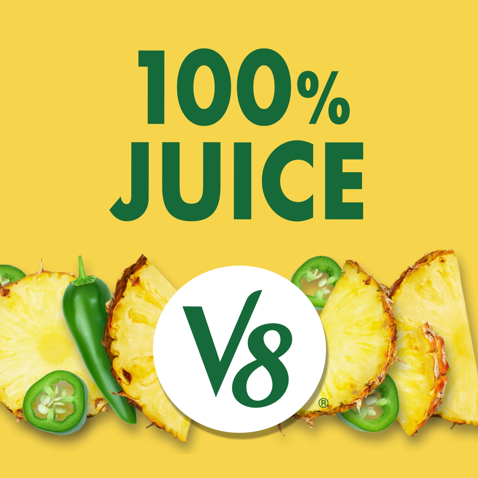 V8 Pineapple Jalapeno 100% Fruit and Vegetable Juice, 8 fl oz Can, 6 Count