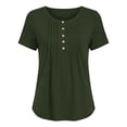 thumbnail image 5 of CALAFEBILA Womens Plus Size Tops Casual Summer Plain Button Blouses for Women Short Sleeve V Neck T-shirts, 5 of 8