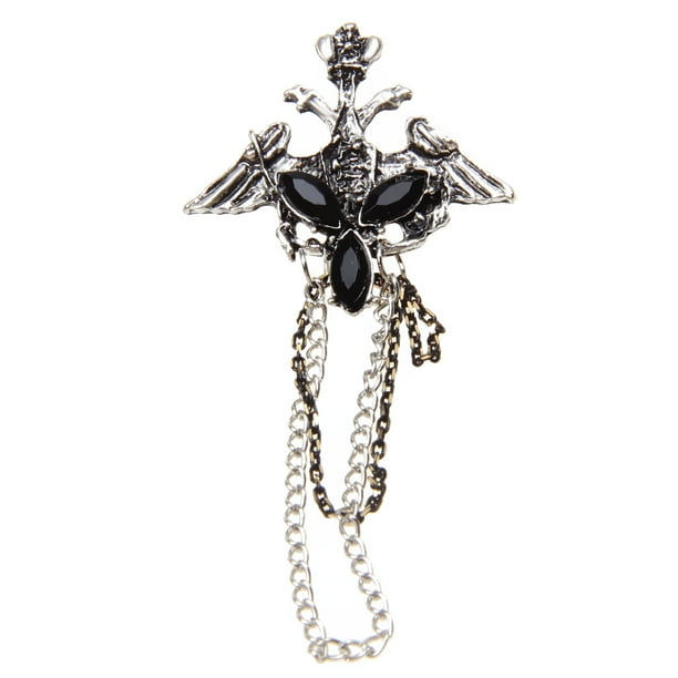 Negro gótico punk acrílico ángel broche de de imitación cadena borla broche broche de pecho Pin Hugo Ramo Broche