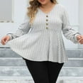 thumbnail image 5 of HAiming Plus Size Sweaters for Women Long Sleeve V Neck Button Dress Tops Casual Loose Pullover Solid Tunic Shirt, 5 of 8