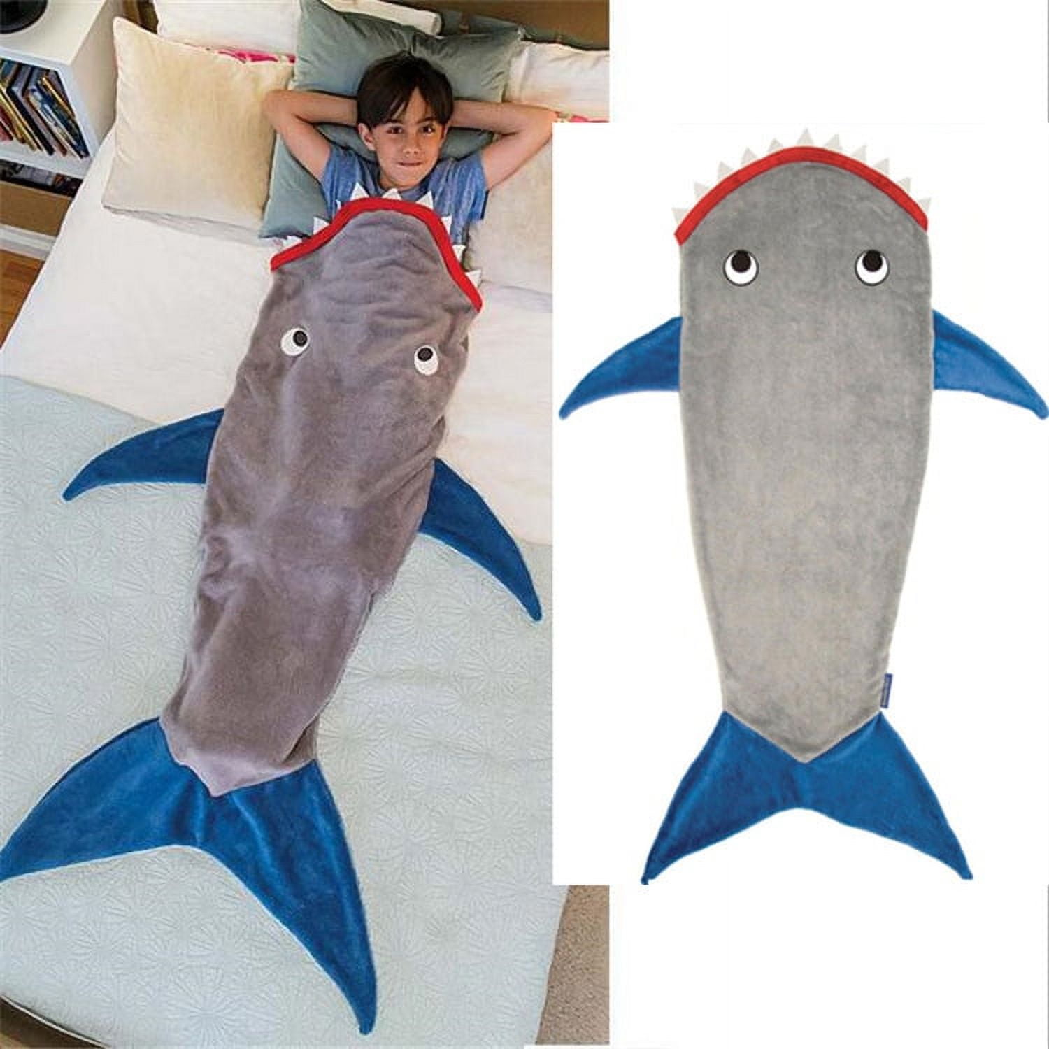 Shark Sleeping Bag Mermaid Shark Tail Blanket Double Sided Soft