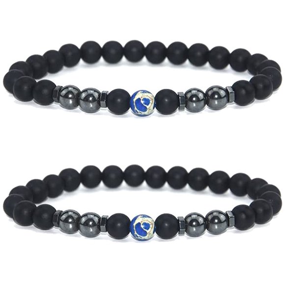 2Pcs Anti-Swelling Black Obsidian Anklet Adjustable Lymphatic Drainage Magnetic Therapy Hematite Ankle Bracelet for Women Men,Anti-Anxiety Yoga Beads Anklets Bracelet - -