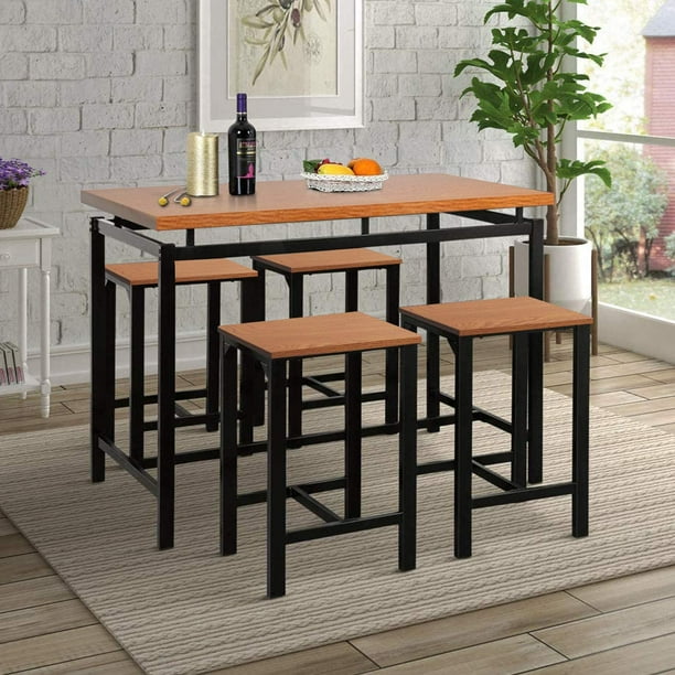 5 Piece Kitchen Bar Table Set, URHOMEPRO Counter Height ...