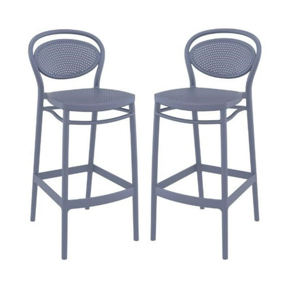 Home Square Indoor Outdoor Bar Stool in Dark Gray - Set of 2