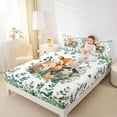thumbnail image 3 of Castle Fairy Watercolor Floral Fox Raccoon Queen Sheets 4 Pieces,Eucalyptus Butterfly Queen Sheet Sets,Peach Sage White,1 Fitted Sheet, 1 Flat Sheet and 2 Pillowcases, 3 of 6
