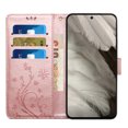 thumbnail image 6 of Designed for Google Pixel 8 Case, Wrist Strap Flip Kickstand PU Leather Wallet Case Cash Card Slots Holder, Protective Shockproof Pattern Women Cover for Google Pixel 8, Rosegold, 6 of 7